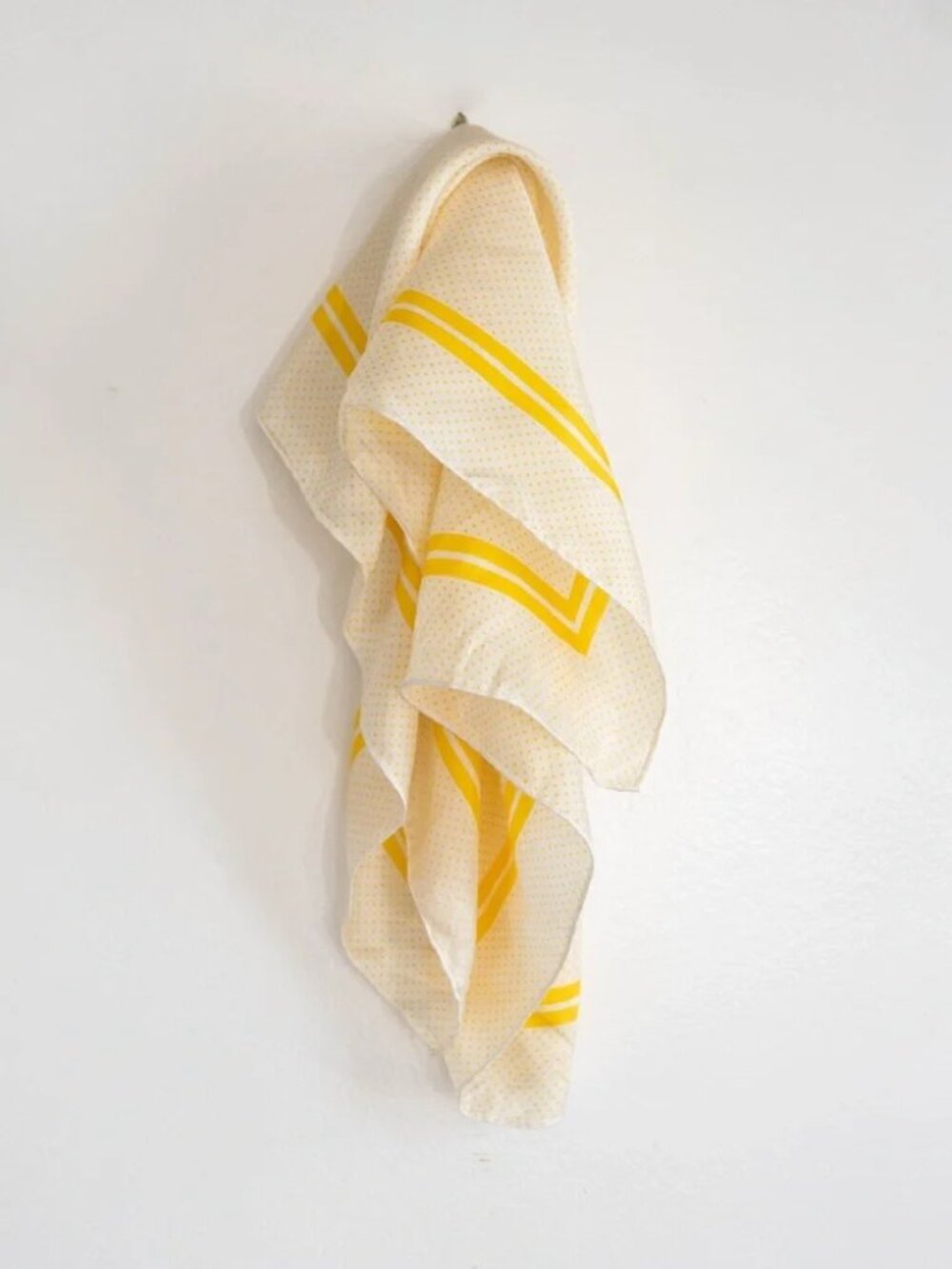 Echo Vintage Yellow Cream Polka Dot Silk Feel Square Scarf 26x26